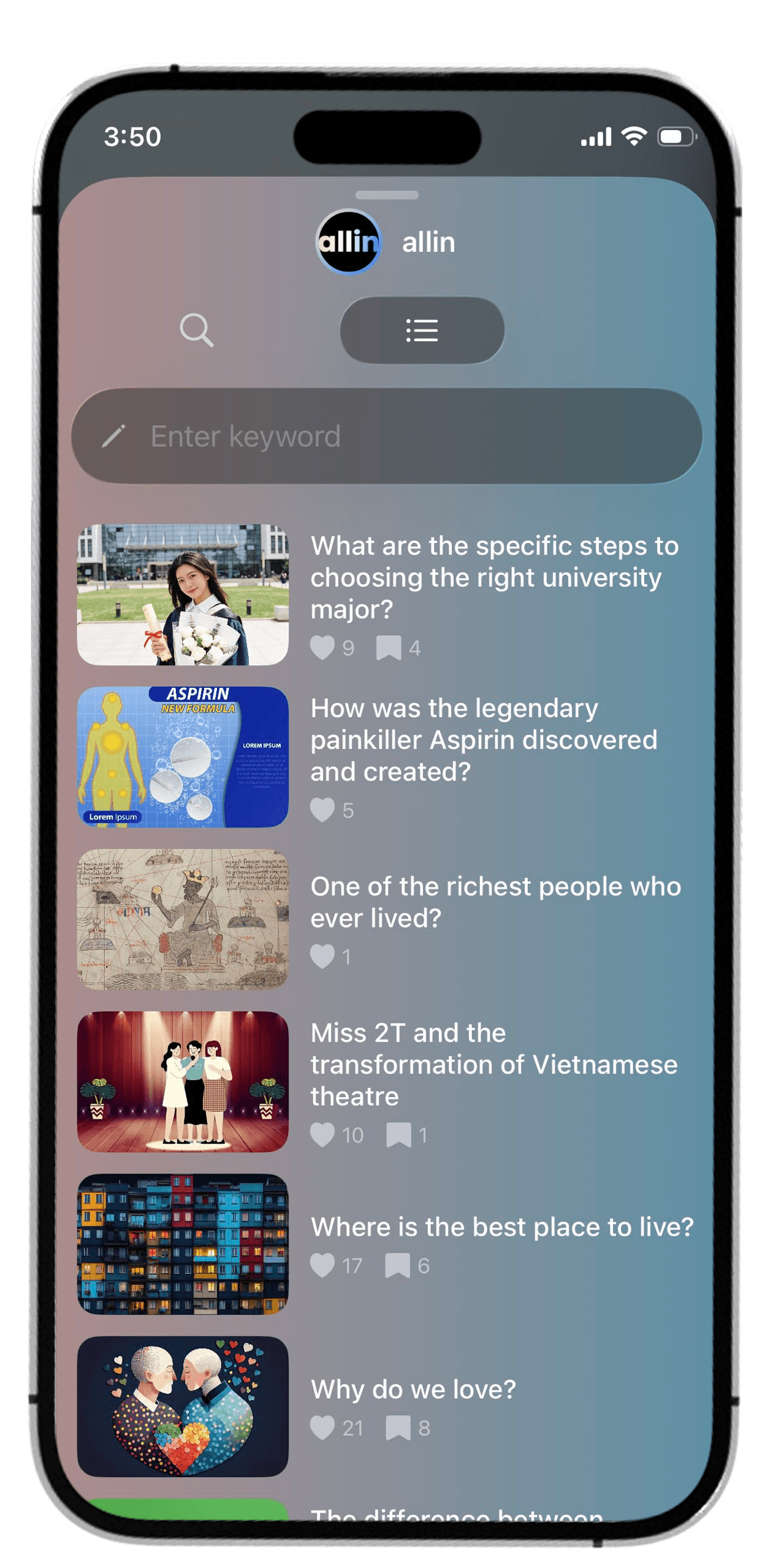 The NewUs phone mockup